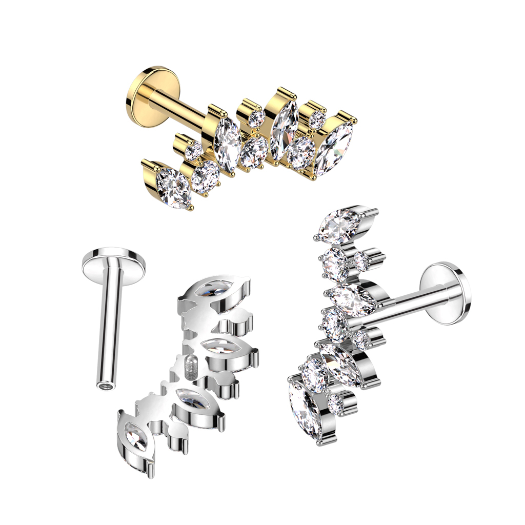 Labrete no titāna ar marķīzes slīpējuma kristālu kroni