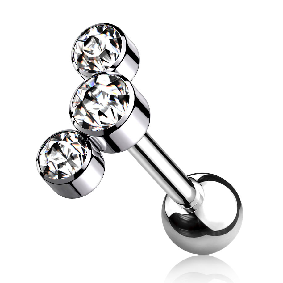 Stienītis no titāna iekšēji vītņots ar trīs kristāliņiem